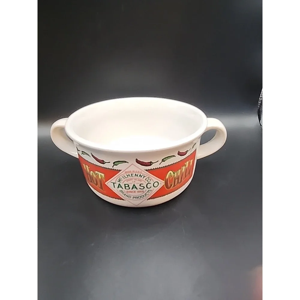 Vintage Tabasco Chili Ceramic Bowls Set Of 2 With‎ Double Handles